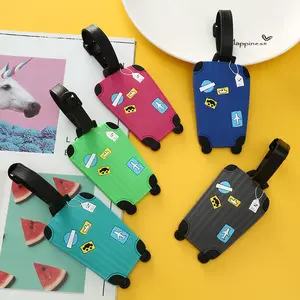 Etiquetas de equipaje de PVC de nuevo estilo, etiqueta de accesorios de viaje para bolsos, etiqueta de maleta portátil, estilo de dibujos animados para niñas y niños, cubierta de tarjeta