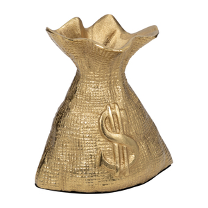 Modern Metal Money Bag Sculpture Gold Finish Home Decor Accent Ornament for Bathroom Office Room Living Room Styling - Product Image 3