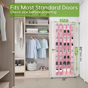 Over The Door <b>Shoe</b> Organizer 40 Pockets Mesh Hanging Rack For <b>Shoes</b> <b>Storage</b> Behind Door Wall Mount Pink - Product Image 4