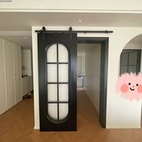 Porte coulissante en verre de style grange, en bois massif blanc, minimaliste moderne, personnalisable, pour usage domestique, résistante à l'usure, respectueuse de l'environnement