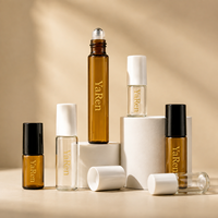 En stock, flacon en verre ambré personnalisé avec logo, 2 ml, 3 ml, 5 ml, 10 ml, avec bille roulante pour huile essentielle, parfum, emballage de voyage