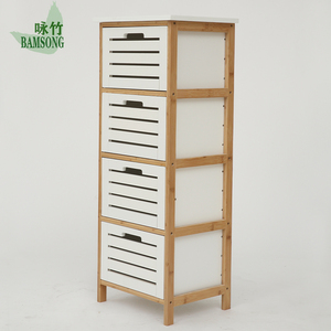 <span class=keywords><strong>Commode</strong></span> moderne à 4 tiroirs en bambou, un élégant meuble de rangement pour la chambre à coucher et l'organisation du salon, en bois massif - Product Image 5