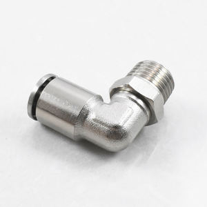 MPL一触式M5 1/8 “1/4” 3/8 “1/2” L型黄铜气动金属接头管道空气配件90 ° 公弯头推拉连接器 - Product Image 3