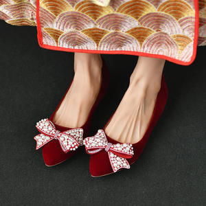 999-5Xiuhe Chaussures plates de mariage pour femmes Conception pointue confortable <span class=keywords><strong>Grande</strong></span> <span class=keywords><strong>taille</strong></span> pour les femmes enceintes Ces larges pieds gras pour l'été - Product Image 1