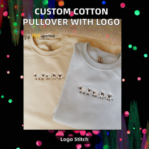 Suéter Personalizado de Gran Tamaño, 100% Algodón, Cuello Redondo, Tejido de Punto, para Invierno, con Logotipo Bordado, Estilo Casual - Product Image 2