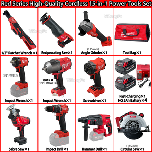 18V Cordless Tool Grinder Drill Wrench Saw with 5ah <b>Battery</b> Charger Set Brushless Portable Milw 15-in-1 Cordless Power Tool Set - Product Image 2