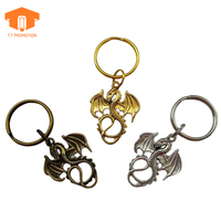 Porte-clés Dragon Antique Personnalisé en Alliage de Zinc Vintage, Breloque de Sac 3D Creuse Monstre Mythique Rétro Gothique Punk, Vente en Gros