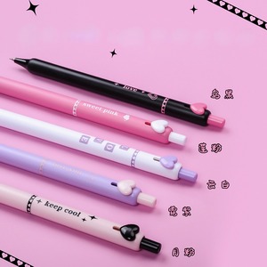 Stylo gel en forme de cœur de dessin animé coréen, papeterie kawaii, stylos gel 0,5 mm, ensemble de stylos gel noirs - Product Image 3