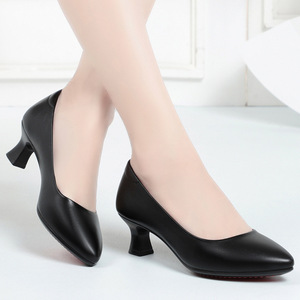 XUANHUI 34-41 Escarpins en cuir microfibre <span class=keywords><strong>noir</strong></span>, talon de 5 cm, bout <span class=keywords><strong>pointu</strong></span>, chaussures de travail classiques et élégantes pour femmes - Product Image 2