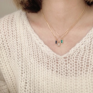Collana in oro a forma di rettangolo di moda gioielli acclament Emerald Cut May Birthstone collana placcata in oro gioielli - Product Image 5