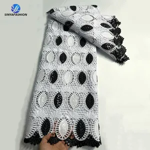 Sinya Beautiful Ladies Guipure Cord Lace Black And White Embroidery Luxury Lace Fabrics For Women Sewing Dress