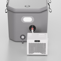Baignoire à glace gonflable portable à isolation élevée et inclinée + Refroidisseur de bain froid miniature 0,8 CV pour intérieur et extérieur