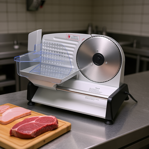 Rebanadora de carne eléctrica Haus-10, cuchilla de acero inoxidable de 7.5 pulgadas, grosor ajustable de 0-0.6 pulgadas, semiautomática, para jamón, filetes y embutidos. - Product Image 2