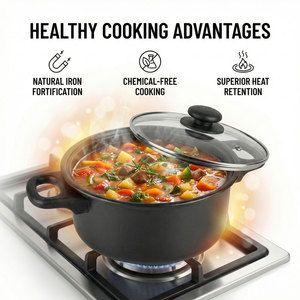E-TOP Juego de Utensilios de Cocina Antiadherentes de Hierro Fundido de 13 Piezas a Precio Económico al por Mayor, <span class=keywords><strong>Ollas</strong></span> <span class=keywords><strong>y</strong></span> <span class=keywords><strong>Sartenes</strong></span> Portátiles <span class=keywords><strong>y</strong></span> Ligeras con Tapas <span class=keywords><strong>y</strong></span> Utensilios - Product Image 6