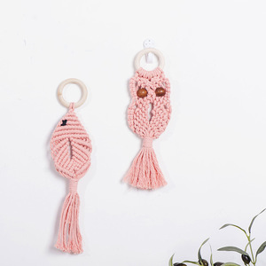 Colgante de búho de cuerda de algodón hecho a mano, adorno de estrella de macramé para decoración del hogar, decoración colgante para sala de estar - Product Image 3
