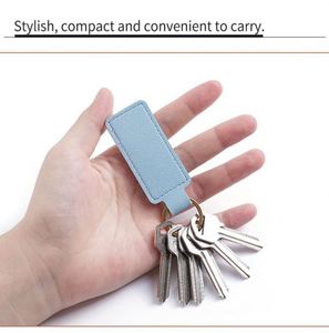 <b>Custom</b> LOGO PU Leather <b>Keychains</b> Rectangular Engraving Blanks <b>Keychains</b> with Key Ring for DIY Crafts Accessories - Product Image 2