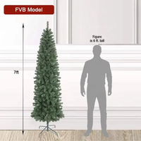 Vente en gros d'arbres de Noël lumineux floqués, arbres de Noël en forme de crayon, décoration de Noël