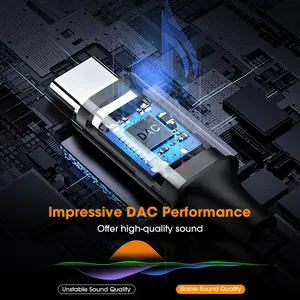 <span class=keywords><strong>Adaptateur</strong></span> audio USB C <span class=keywords><strong>vers</strong></span> 3.5mm Hi-Fi Stéréo Type C <span class=keywords><strong>USBC</strong></span> <span class=keywords><strong>vers</strong></span> 3.5 Aux Casque Mâle Cordon Voiture Auxiliaire Câble Tressé, 3.3FT - Product Image 4