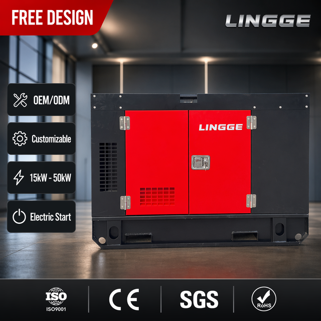 LINGGE Heavy Duty 15-50kW Silent Diesel Generator Set Manufacturer Customizable Electric Start Power Genset