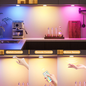 RGB Puck <b>Lights</b> with Remote & Motion <b>Sensor</b>,Rechargeable Under Cabinet Lighting for Kitchen, Closet Magnetic Stick-On <b>Lights</b> - Product Image 3