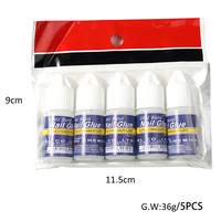 Colle à ongles forte pour faux ongles, colle adhésive à séchage rapide pour ongles à pression, fournitures de manucure pour Salon de beauté, 5 pièces/ensemble