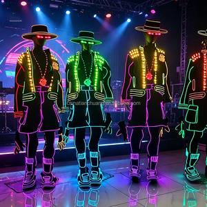 Costume Luminoso in Fibra Ottica LED con Filo EL per Discoteca, <span class=keywords><strong>DJ</strong></span>, Rave, Spettacoli di Danza, Halloween e Festival Musicali - Product Image 1