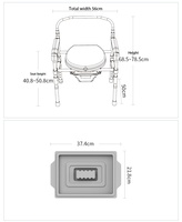 Chaise de toilette mobile en acier au carbone avec accoudoirs pour la sécurité dans la salle de bain, siège de toilette, cadre de toilette, siège de commode