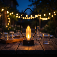 Lanterne à flamme vacillante portable avec poignée en métal, 3 couleurs, sans fil, rechargeable, lampe de table LED d'ambiance pour la salle à manger et le camping