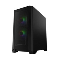 Boîtier de PC de jeu de bureau Micro ATX Mid Tower en acier avec panneau latéral en verre, support de refroidissement par eau de 240 mm, ventilateurs RGB/LED de 12 cm, alimentation de 160 mm