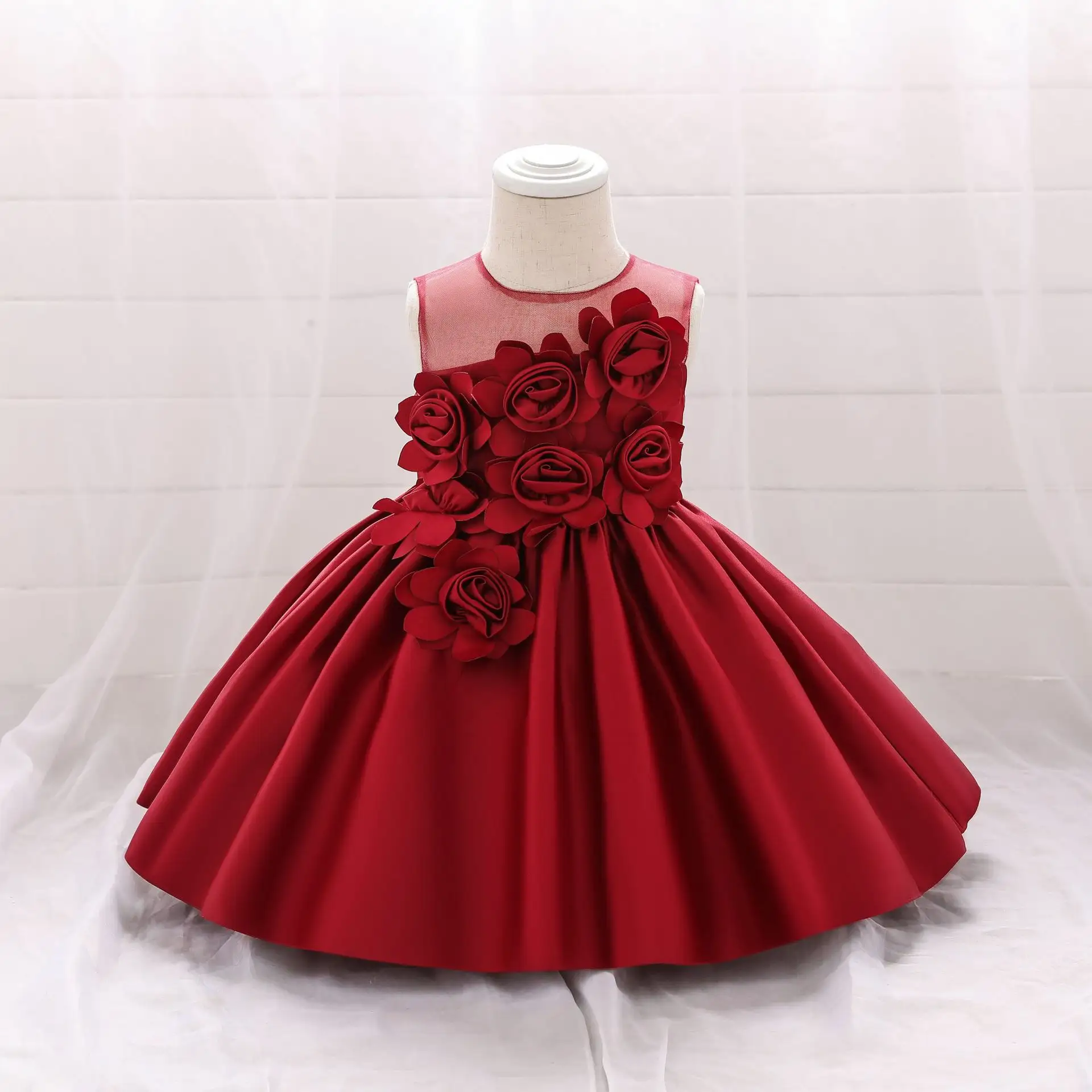 Piano Performance Party Dresses For Girls Of 2 Years Old Flower Girls Dresses For Wedding Sleeveless Baby Girl Princess Frocks