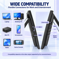 Moniteur portable tactile 16 pouces pour ordinateur portable, écran IPS FHD Plus 60Hz 14 mm, double USB-C, étui en cuir, idéal pour le travail professionnel.
