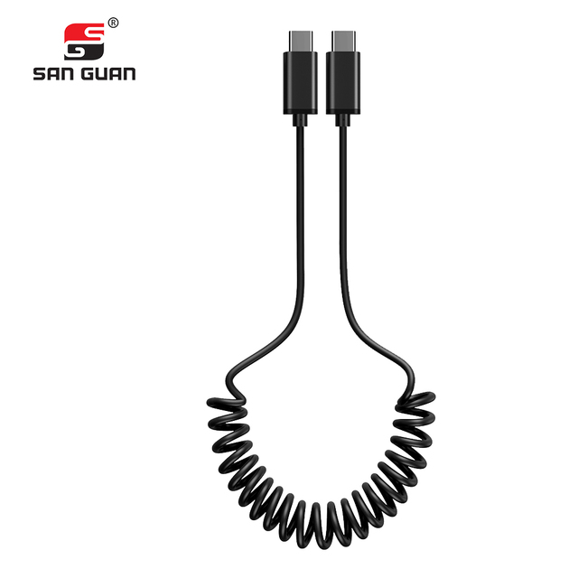 USB Type C Coiled Spring Retractable USB C to USB C Charging Cable and Data Transfer for Phone, Tablet, Other USB C Devices