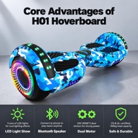 Hoverboard, scooter auto-équilibrant avec haut-parleur Bluetooth et roues LED, 12 km/h