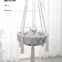 Lit suspendu pour chat mignon, nid de fenêtre amovible en osier, hamac respirant et chaud toutes saisons, panier balançoire d'intérieur rembourré de coton