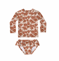 Personnaliser bébé filles une pièce maillots de bain ensemble à volants UPF 50 + protection solaire infantile enfant en bas âge Rash Guard avec chapeau de soleil