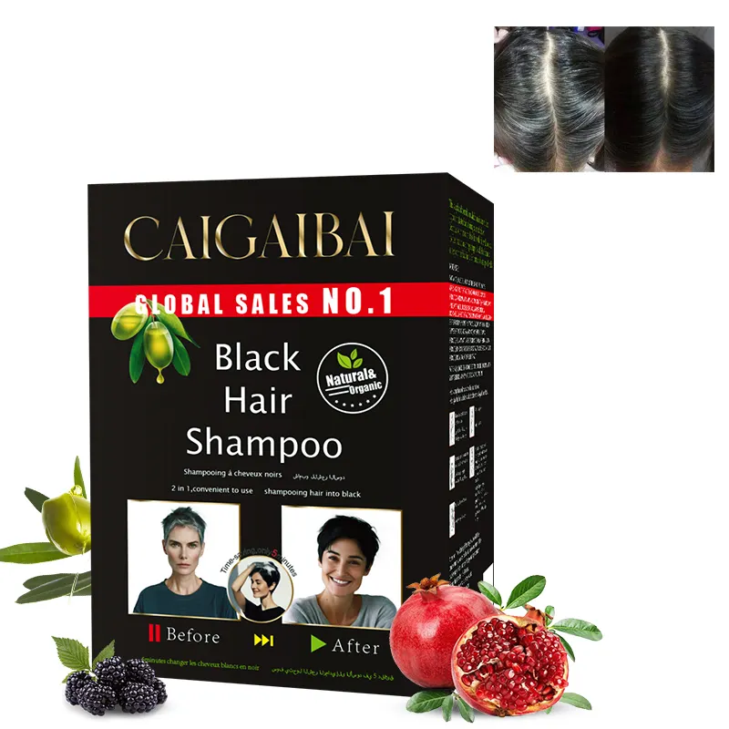 Guangzhou lieferant haarfärbungsshampoo 3 in 1 haarfarbe express kostenlose probe eigenmarke chemiefreier natürlicher haarfarbshampoo