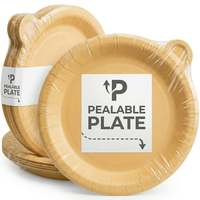 Assiettes jetables biodégradables multicouches de 9,5 pouces, réutilisables, à décoller de la surface, pour aliments, sans lavage