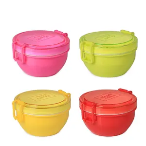 Lancheira reutilizável para crianças, eco friendly, alta qualidade, multicolor, 2 camadas, redonda, bento, caixa de almoço para escola