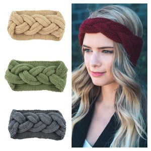 Diademas de punto <span class=keywords><strong>para</strong></span> niñ<span class=keywords><strong>a</strong></span> de invierno, banda elástica <span class=keywords><strong>para</strong></span> el pelo de ganchillo cálido, <span class=keywords><strong>turbante</strong></span> hecho <span class=keywords><strong>a</strong></span> mano en tamaño ancho, diseño de huesos de pescado con lazo grande - Product Image 3