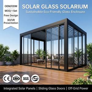 Pérgola Ecológica con Energía Solar, Puertas Corredizas de Vidrio y Almacenamiento de Energía para un Solarium/Gazebo de Alta Gama y Sostenible - Product Image 1