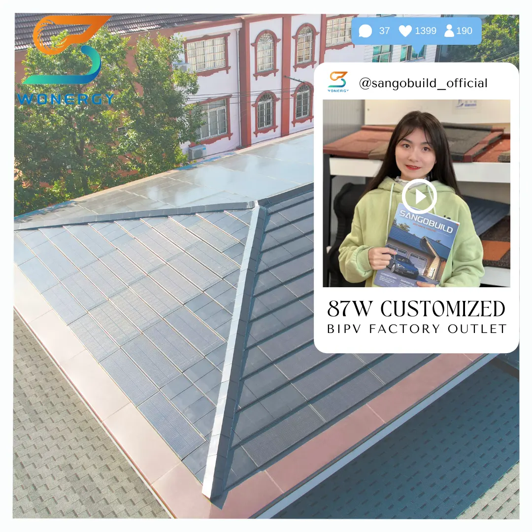 Hot Sale BIPV Home Roof Panels Solar Polycrystalline Silicon Photovoltaic Solar Roof Tile Cost Energy