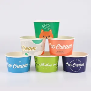 Goedkope Groothandel Op Maat Gemaakt Papier Ijs Bevroren Yoghurt Beker 4Oz 8Oz 12Oz 16Oz Papieren Beker