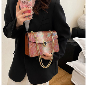 New Stylish Snake-Pattern Diamond-Studded Luxury <b>Vintage</b> Chain Square <b>Clutch</b> Premium Quality Women's Shoulder Crossbody <b>Bag</b> - Product Image 4