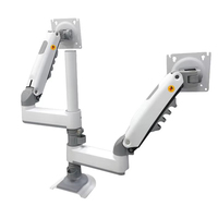 NB NOUVEAU H180 Support de bureau double écran 17"-27" avec bras à ressort à gaz, fixation TV LCD entièrement articulée 2-9kg, support ergonomique à double bras à pince