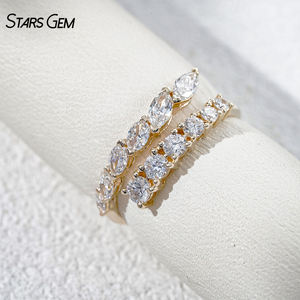 Anillo Abierto Unisex de Oro Sólido de 10K con Baño de Rodio y Diamante Cultivado en Laboratorio de 0.94CTW, Corte Marquesa Brillante, para Aniversario, de StarsGem - Product Image 2