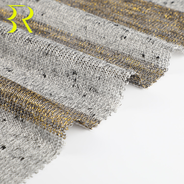 Популярная модная вязаная ткань из полиэстера и спандекса с металлическим блеском