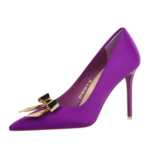 18249-K68 zapatos de tacón alto de satén para mujer a la moda Sexy Stiletto puntiagudo 5-6cm tacón <span class=keywords><strong>charol</strong></span> superior verano lazo de Metal - Product Image 4
