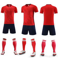 Jersey Sepak Bola Sublimasi Kustom Grosir Kerah Bulat Lengan Pendek Atasan Bernapas Cepat Kering Celana Pendek Pakaian Olahraga Musim Panas untuk Wanita