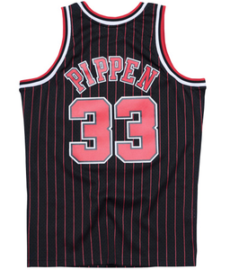 Cuero negro tiras camisetas de baloncesto retroceso Scottie <span class=keywords><strong>Pippen</strong></span> Jersey de baloncesto - Product Image 1