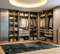 Dressing de Luxe Modulaire Personnalisé avec Portes Vitrées et Finitions Dorées pour Rangement de Chambre Principale de Villa